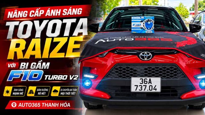Nâng cấp ánh sáng Toyota Raize với bi gầm F10 Turbo V2 tại Thanh Hóa